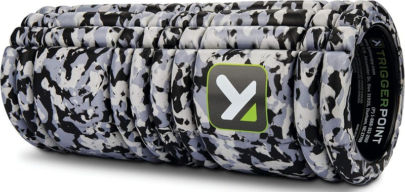 Trigger Point Grid Foam Roller - Multi-Density Exterior, Rigid Core - Trusted by Therapists and Athletes - Standard Density, Includes Online Instructional Videos, 33cm, Grey Camo - Image 1
